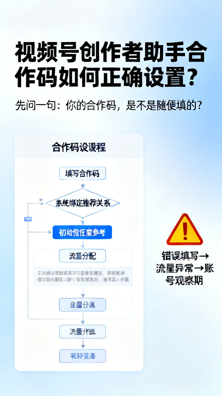视频号创作者助手合作码如何正确设置？